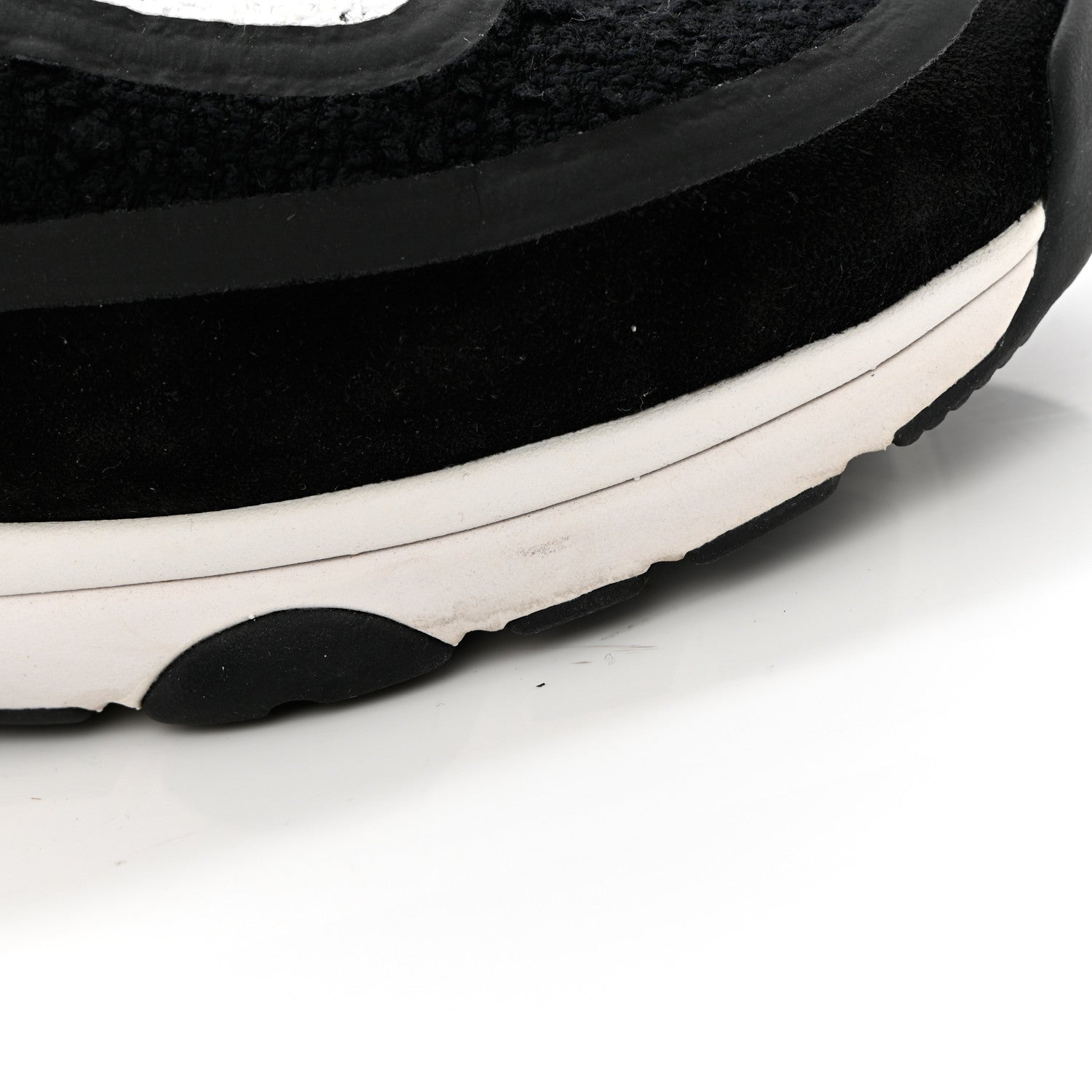 Chanel Tweed Suede Calfskin CC Sneakers 36.5 Black White 12 of 14