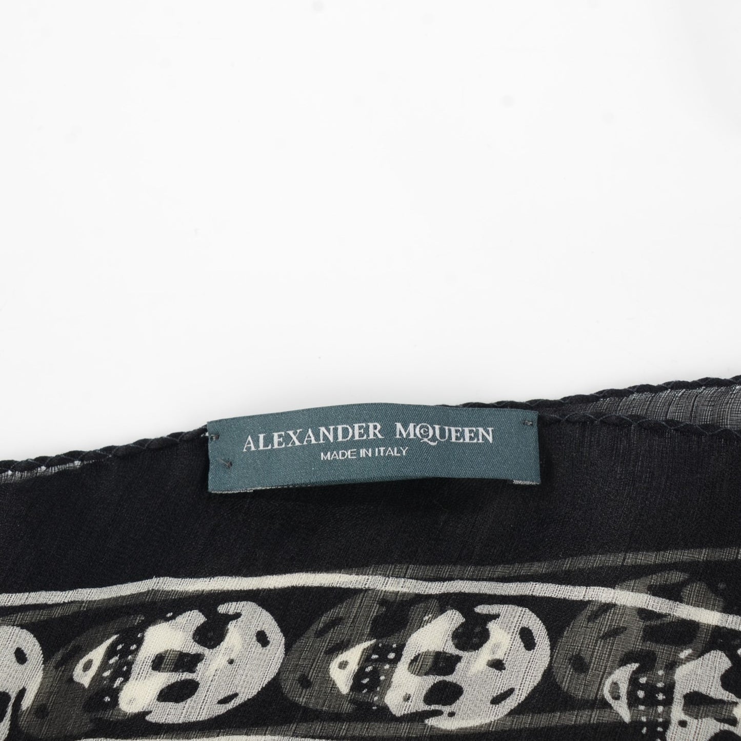Silk Chiffon Skull Scarf Black Ivory