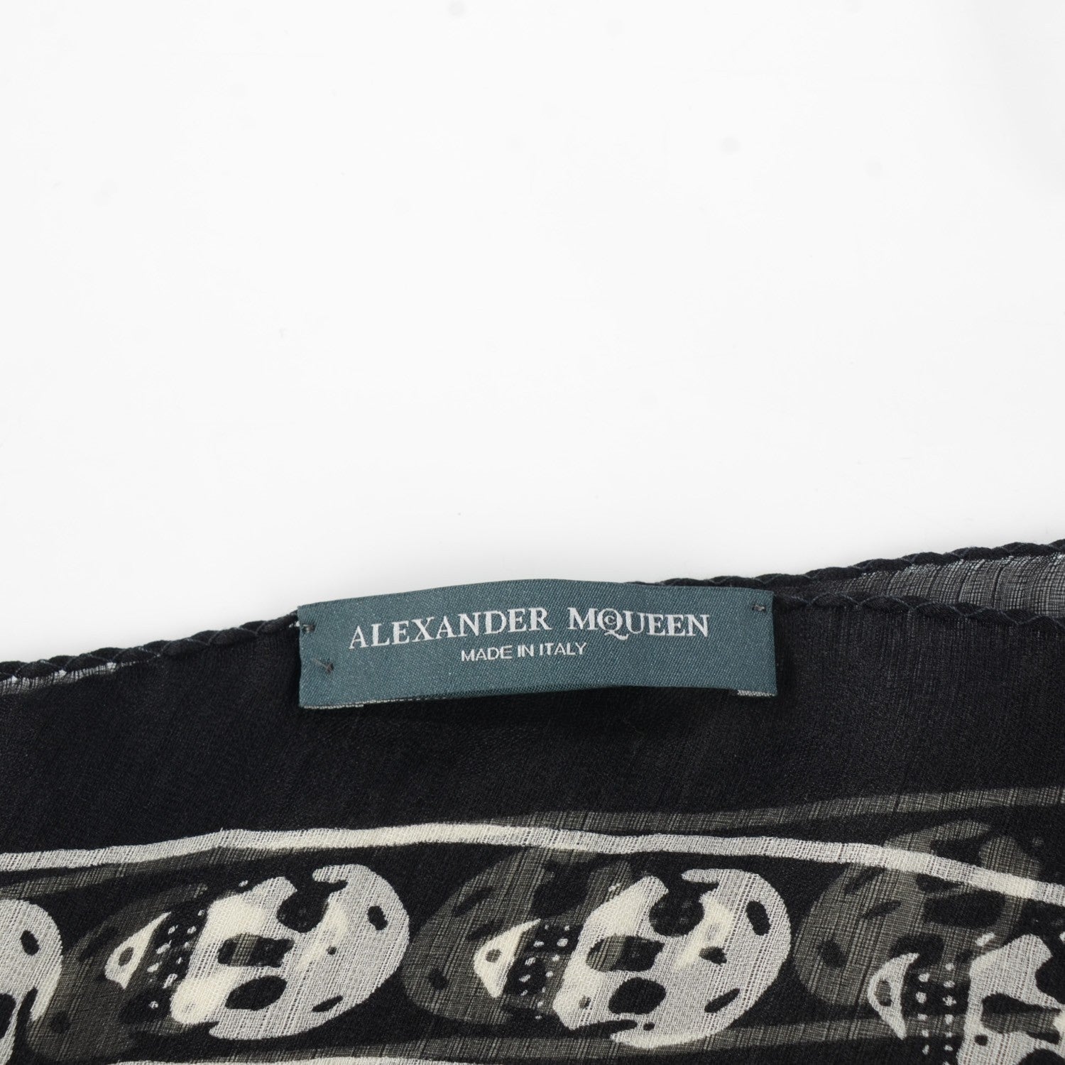 Alexander McQueen Silk Chiffon Skull Scarf Black Ivory 3 of 6