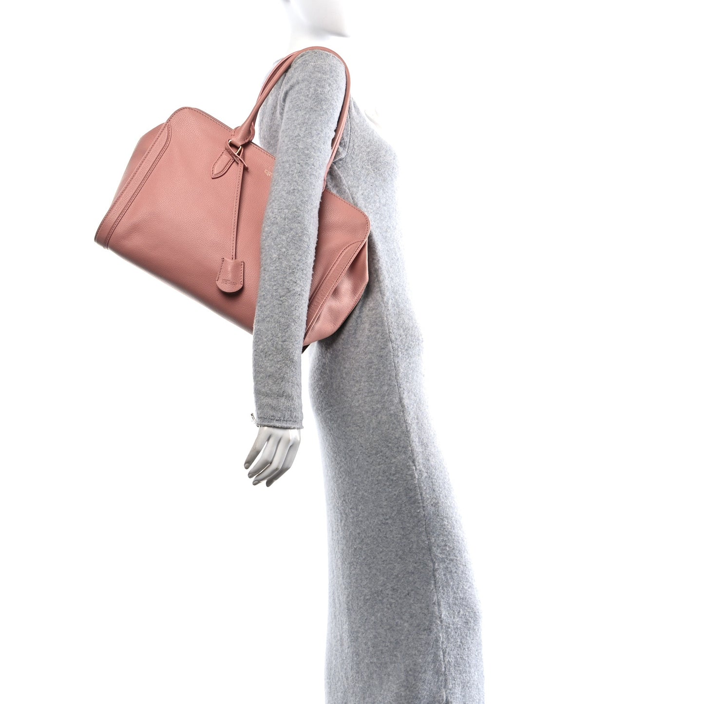 Pebbled Calfskin Large Skull Padlock Zip Around Tote Blush Pink