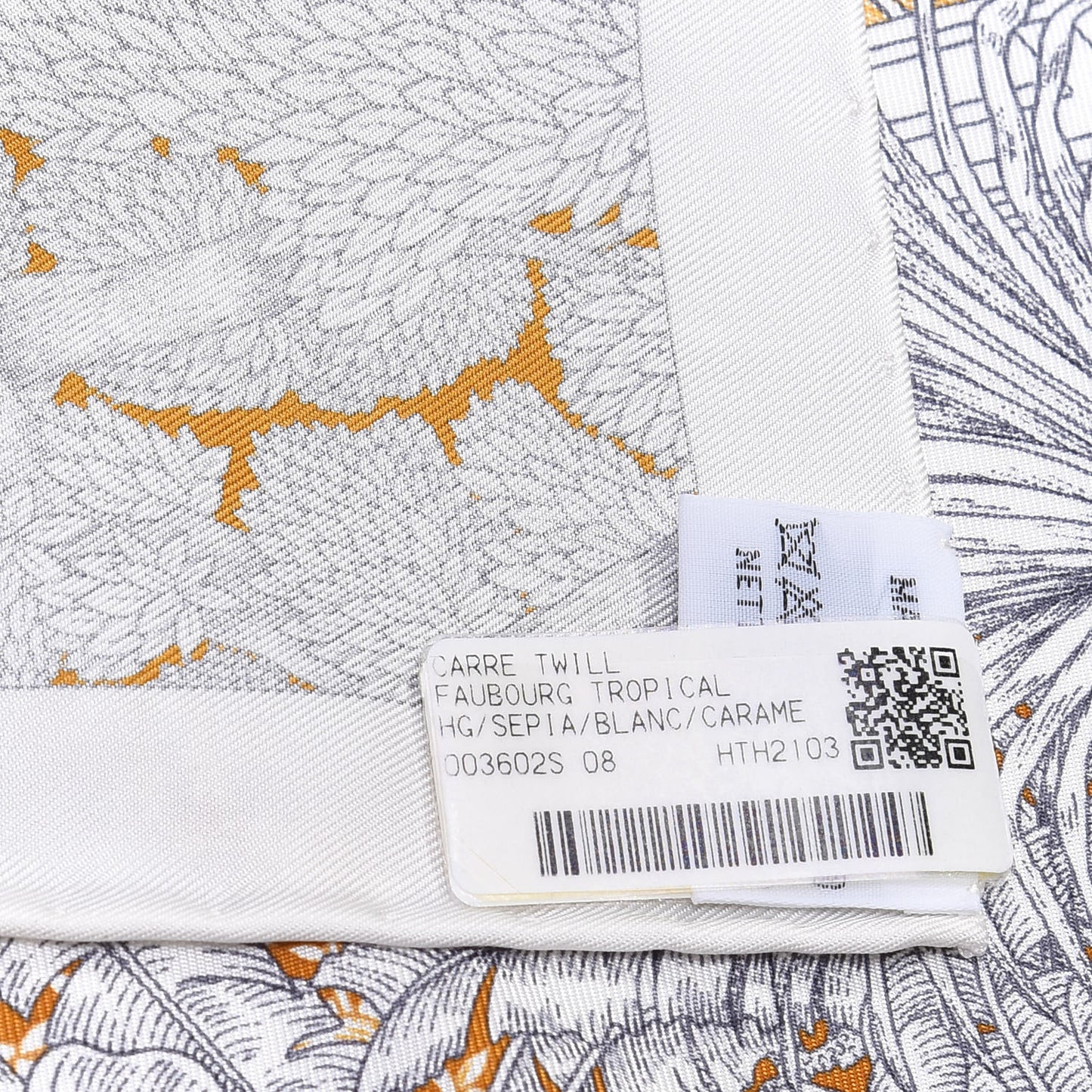 Silk Faubourg Tropical Scarf 90 Sepia White Caramel