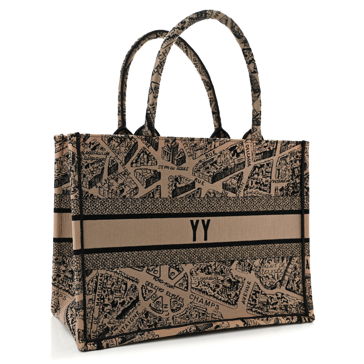 Christian Dior Canvas Embroidered Medium Plan De Paris Book Tote Beige Multi 3 of 12