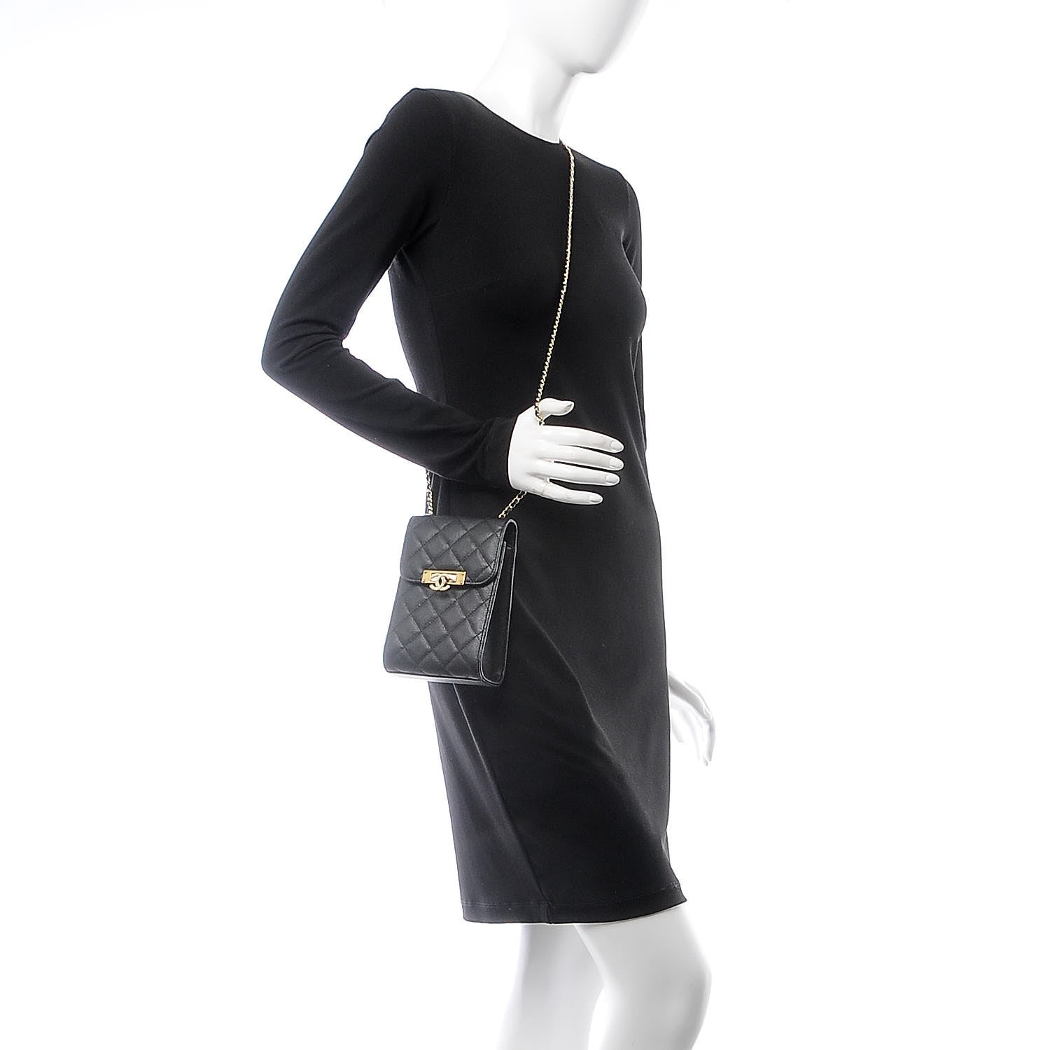 Chanel Caviar Quilted Golden Class Phone Holder Black 2 of 8