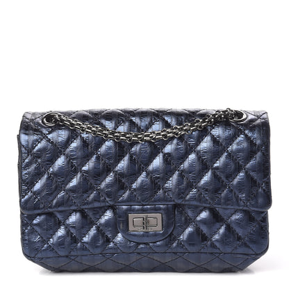 Chanel Metallic Aged Calfskin Striped Accordion Reissue 2.55 Flap Blue 1 of 10