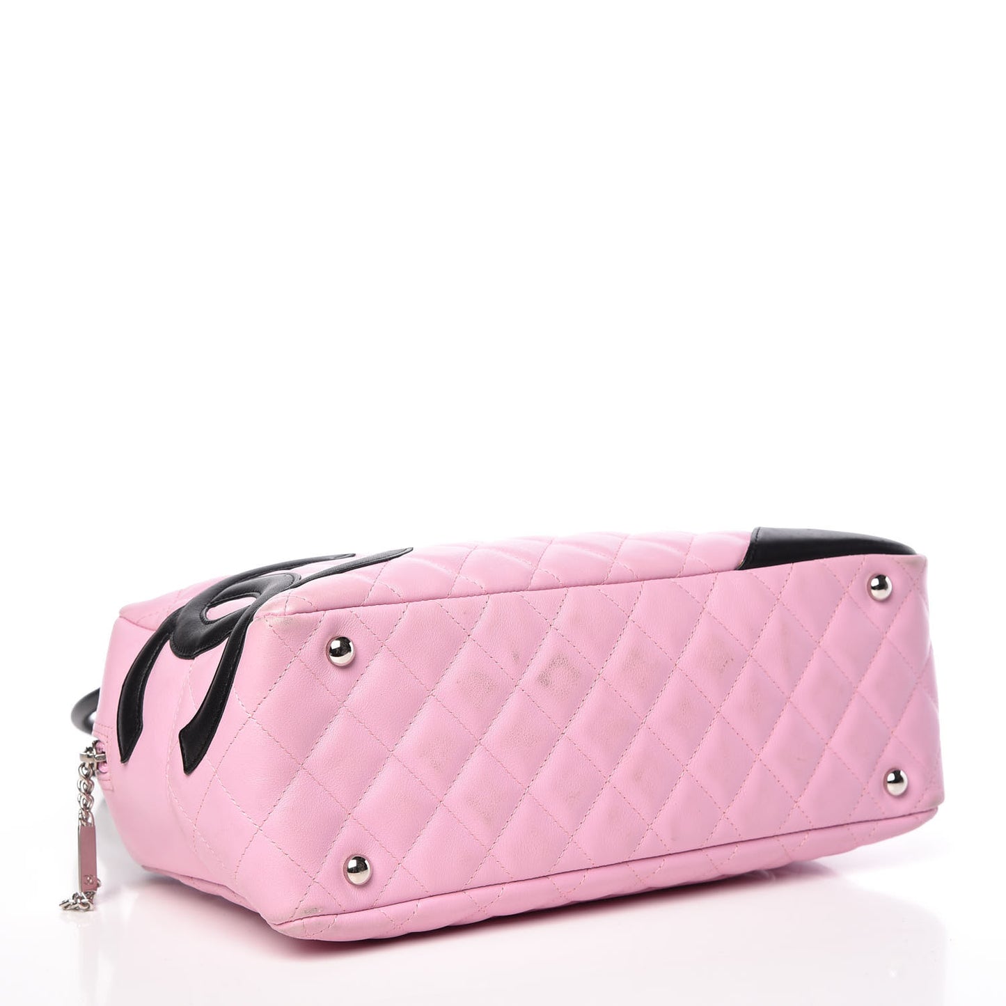 Calfskin Quilted Large Cambon Bowler Pink Black