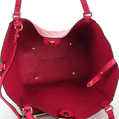 Burberry Signature Grain Calfskin Check Embossed Small Canterbury Tote Vibrant Fuchsia 6 of 8