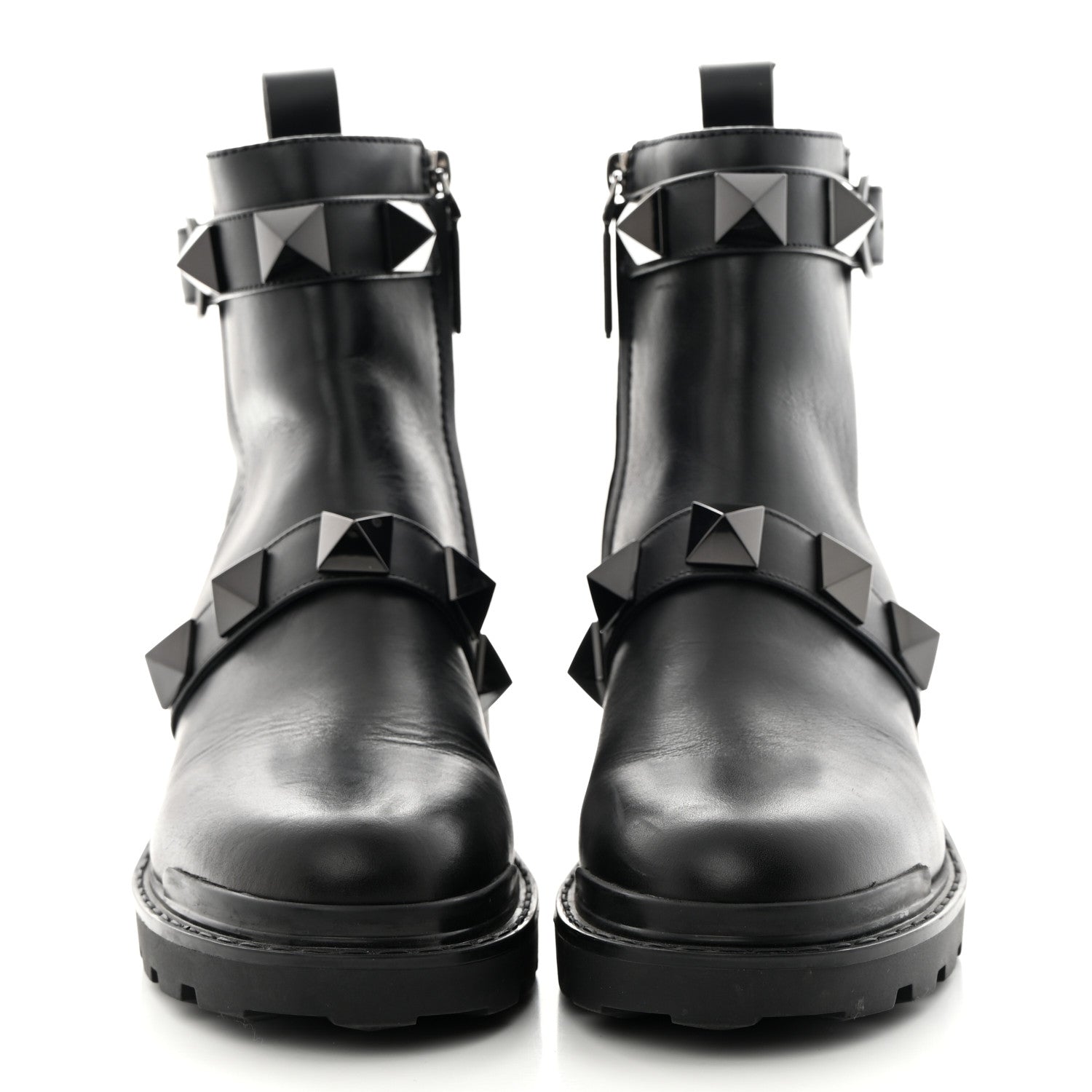 Valentino Garavani Calfskin Tonal Roman Stud 20/40mm Combat Boots 38 Black 2 of 14