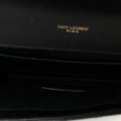 Saint Laurent Grain De Poudre Textured Mixed Matelasse Triquilt Monogram Clutch Black 5 of 9