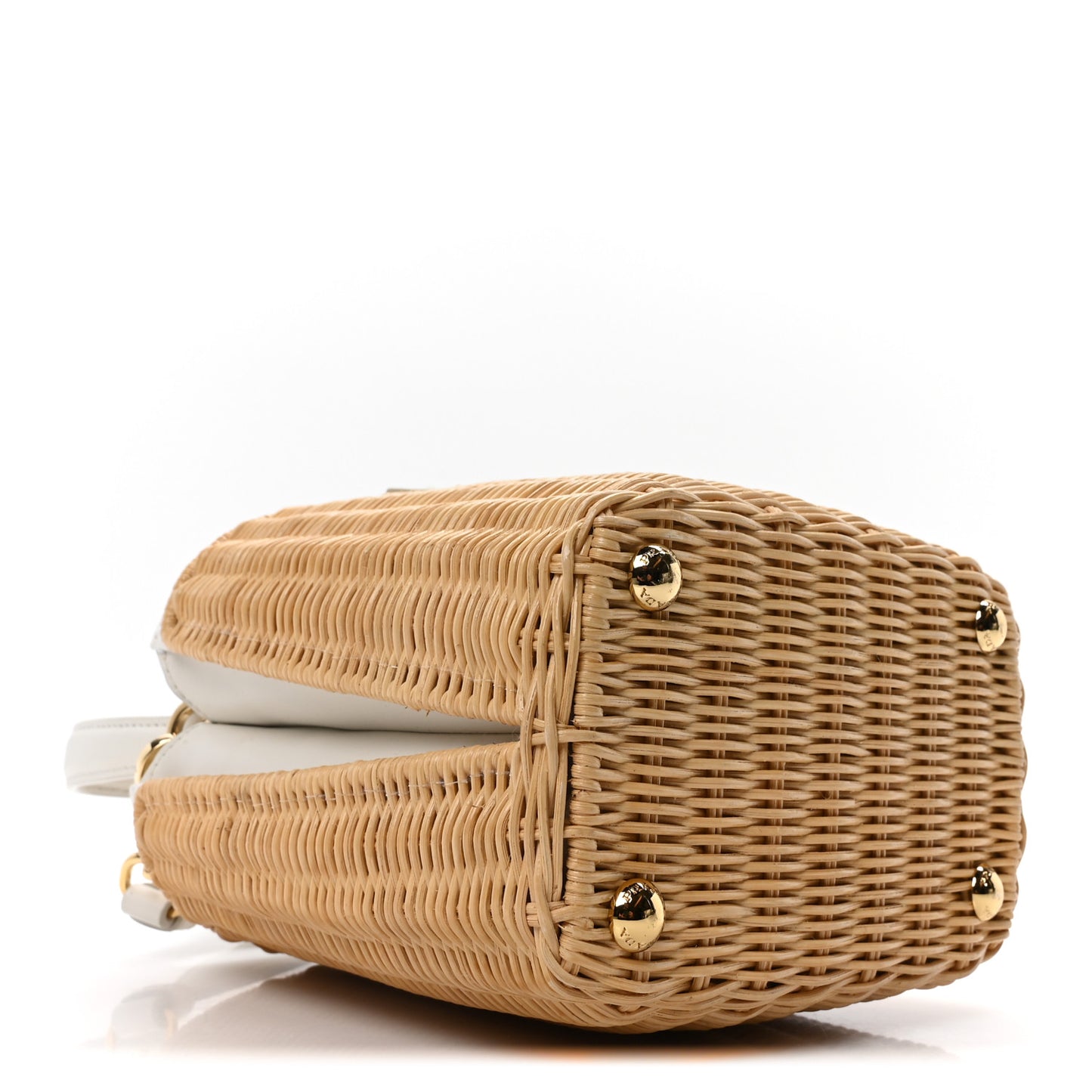 Wicker Canvas Panier Bucket Bag Naturale White
