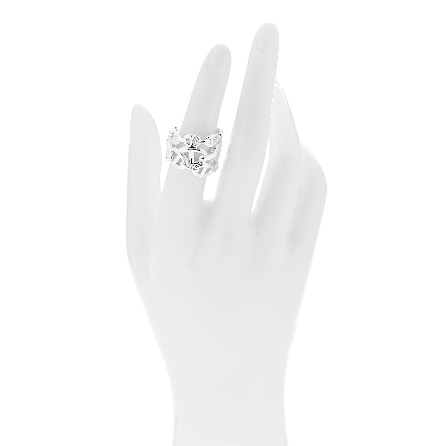 Hermes Sterling Silver GM Chaine d'Ancre Enchainee Band Ring 53 6.25 2 of 7