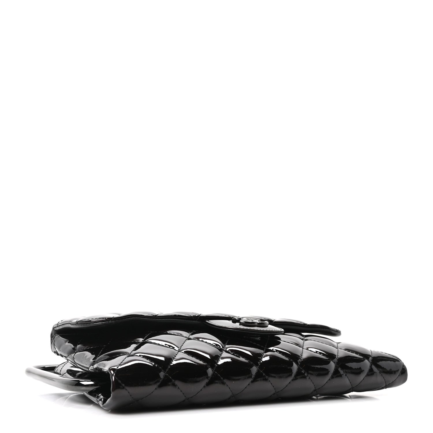 Chanel Patent Calfskin Quilted Metal Handle Clutch So Black 4 of 9
