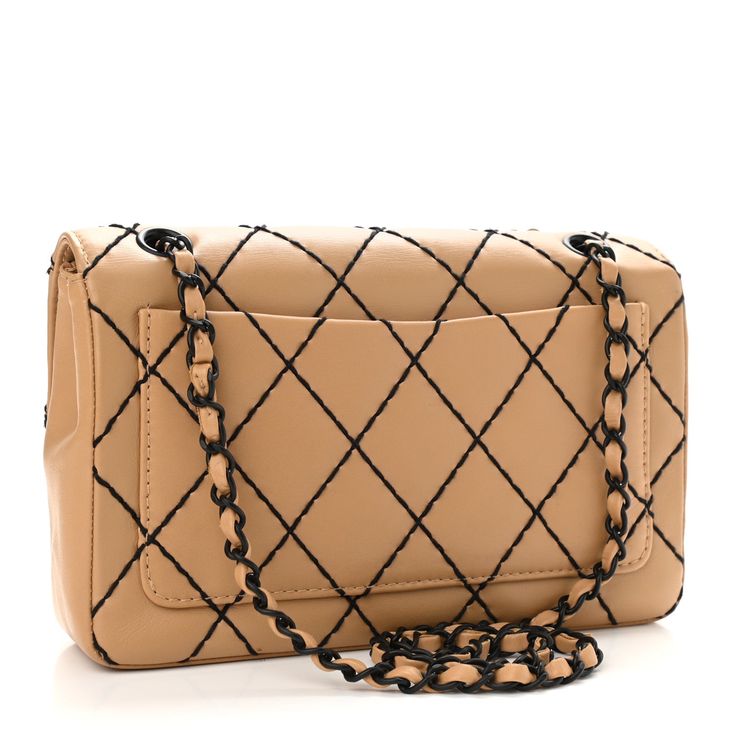Chanel Calfskin Quilted Medium Wild Stitch Flap Beige 2 of 9