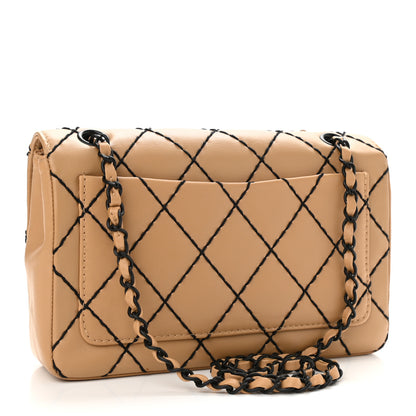 Chanel Calfskin Quilted Medium Wild Stitch Flap Beige 2 of 9