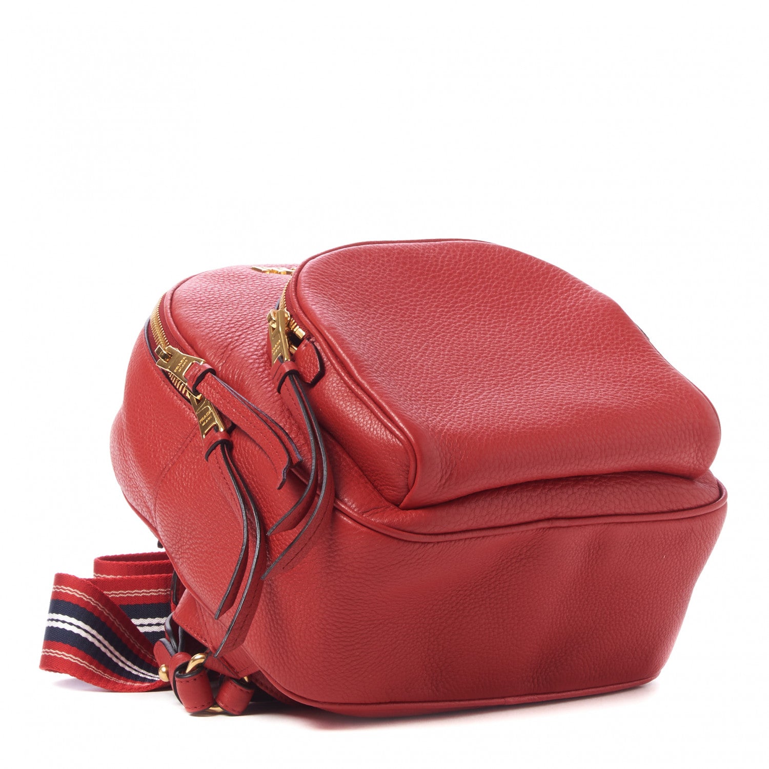 Prada Vitello Daino Zip Backpack Rosso 3 of 8