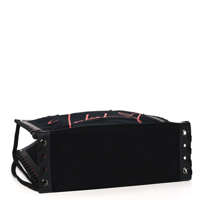Christian Louboutin Braided Canvas Small Cabalace Shopper Tote Black 4 of 12