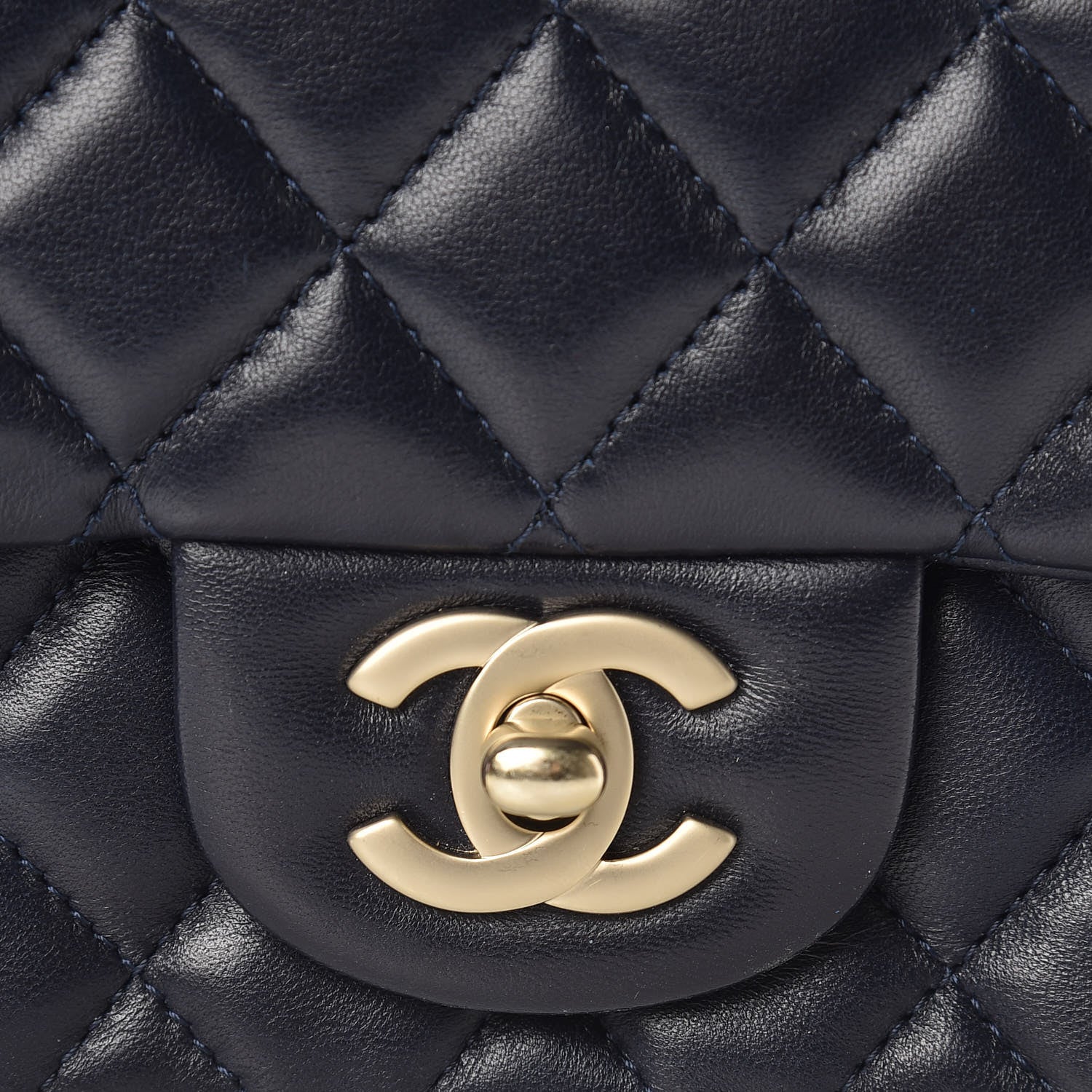 Chanel Lambskin Quilted Mini Square Flap Navy Blue 9 of 12