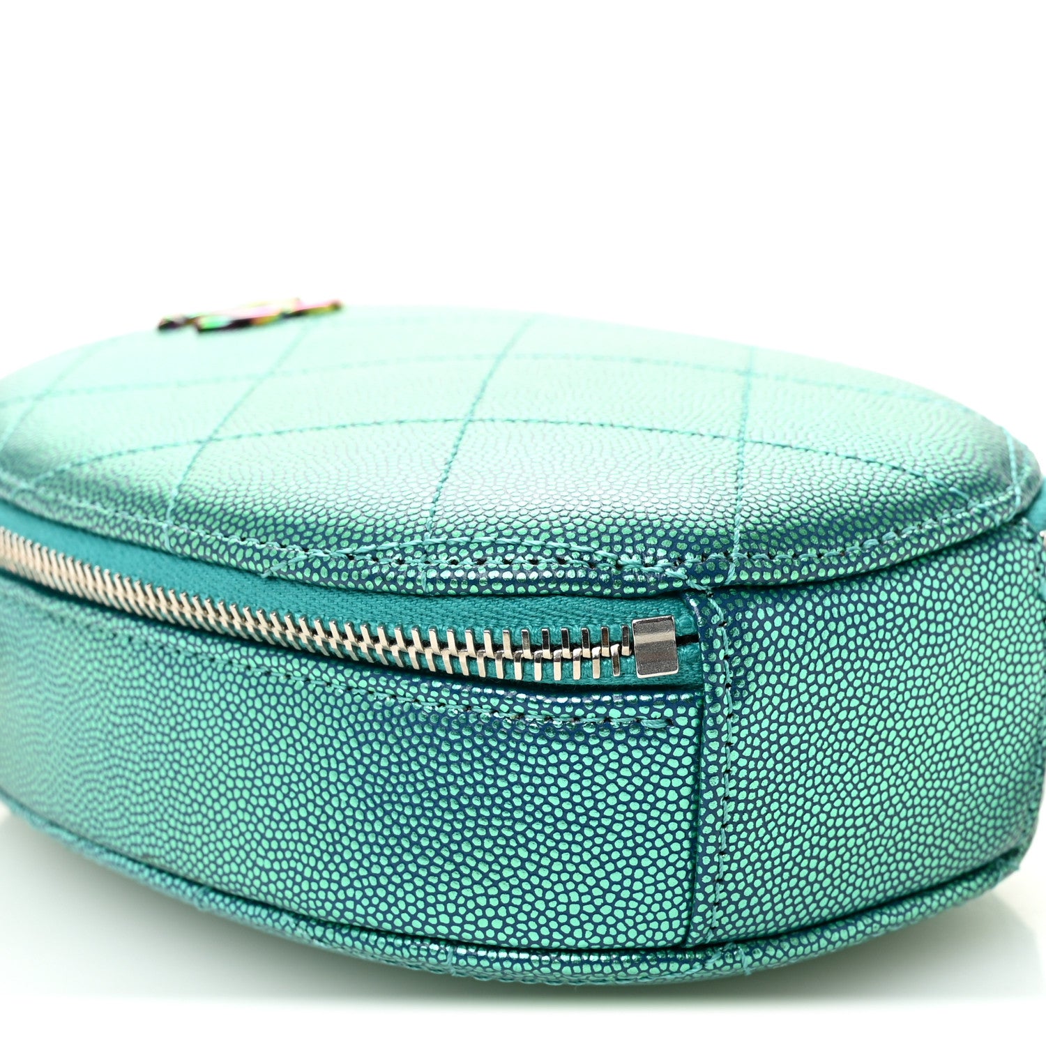 Chanel Metallic Caviar Quilted Camera Case Blue 4 of 12