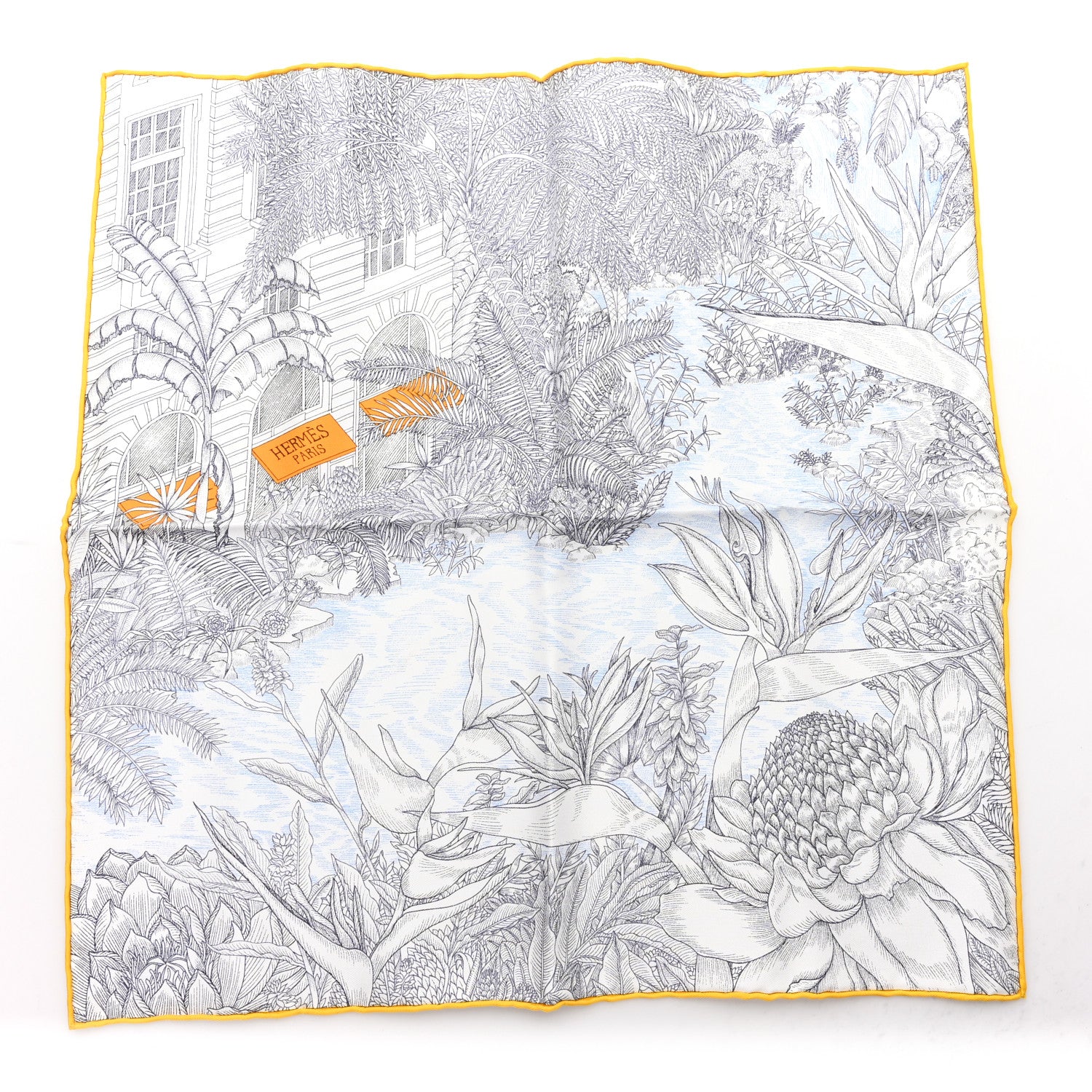 Hermes Silk Faubourg Tropical Scarf 45 Anthracite Ciel 1 of 4
