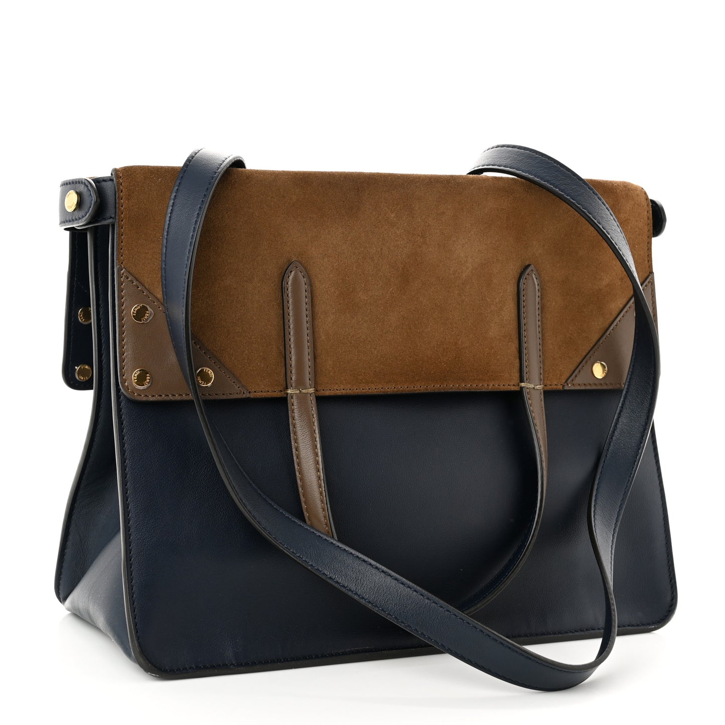 Vitello Grace Suede Large Flip Tote Midnight Marrone