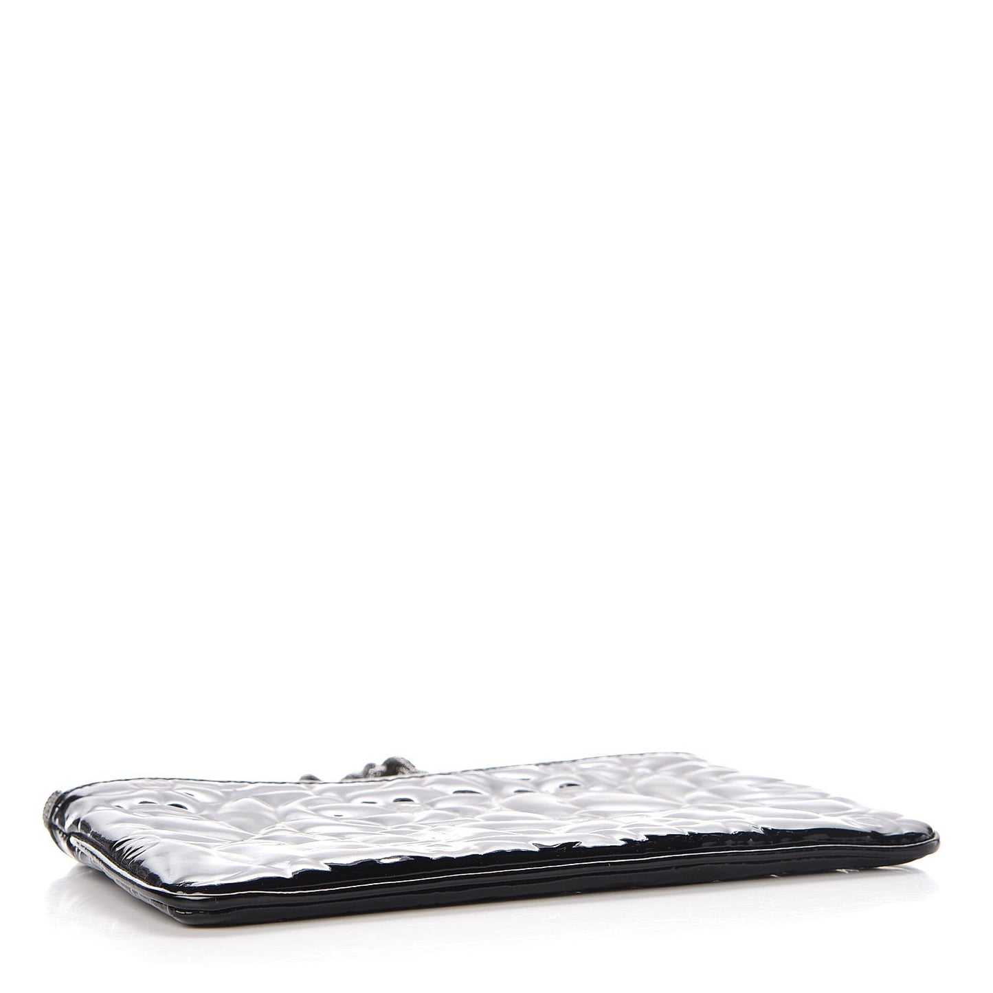 Patent Camellia Embossed Pochette Black
