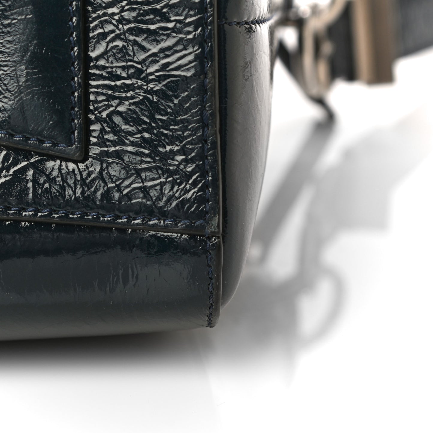 Textured Patent Calfskin Small Antigona Storm Blue