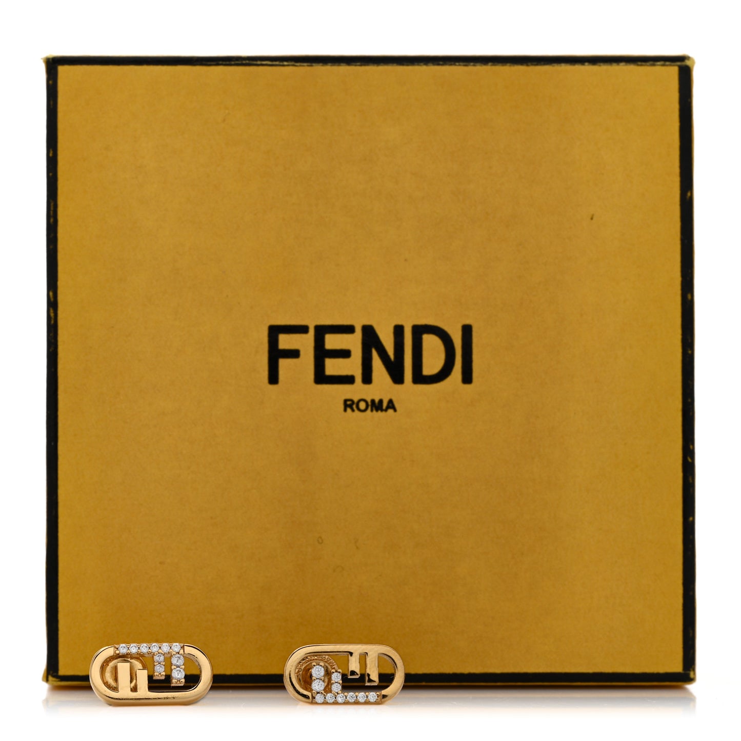 Metal Crystal FF O'Lock Earrings Gold