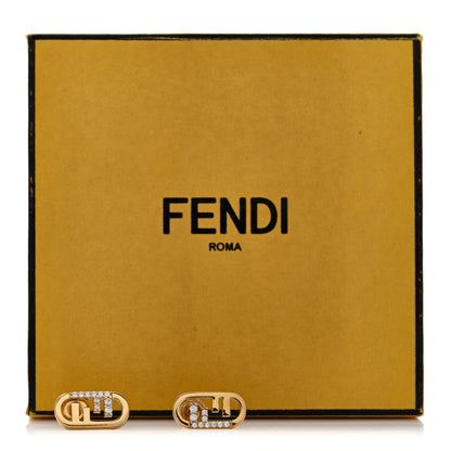 Fendi Metal Crystal FF O'Lock Earrings Gold 5 of 5
