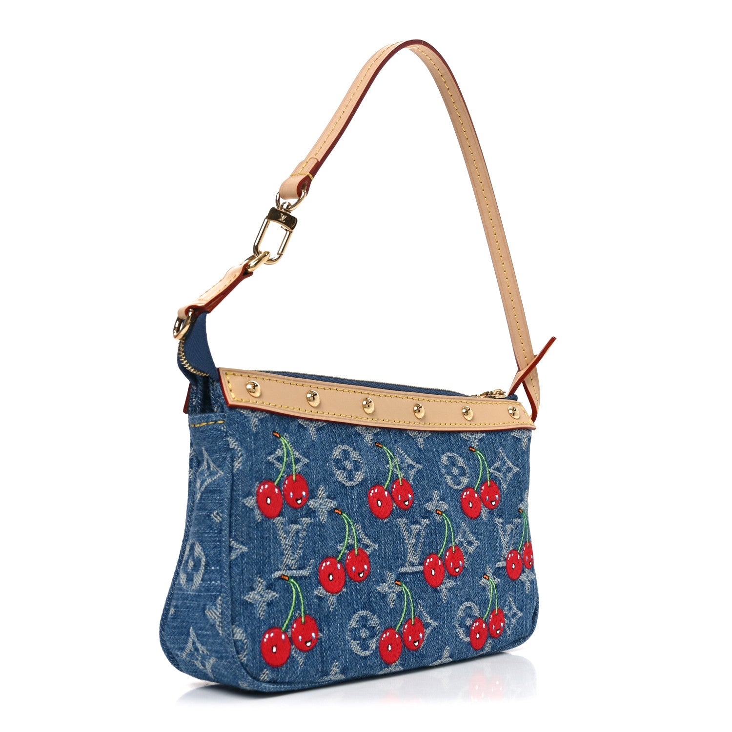 Louis Vuitton LV X TM Monogram Denim Cerises Pochette Accessories Blue 3 of 10