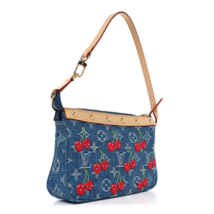 Louis Vuitton LV X TM Monogram Denim Cerises Pochette Accessories Blue 3 of 10