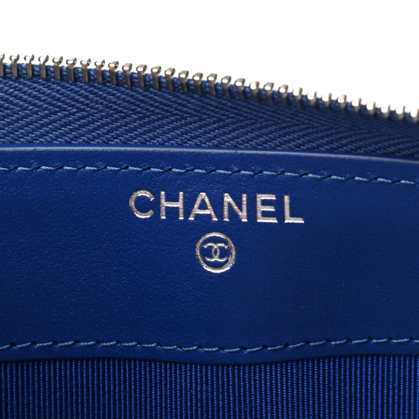 Caviar Quilted Large Gusset Zip Around Wallet Blue