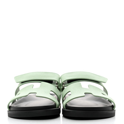 Hermes Epsom Womens Chypre Sandals 37.5 Vert Jade 2 of 8