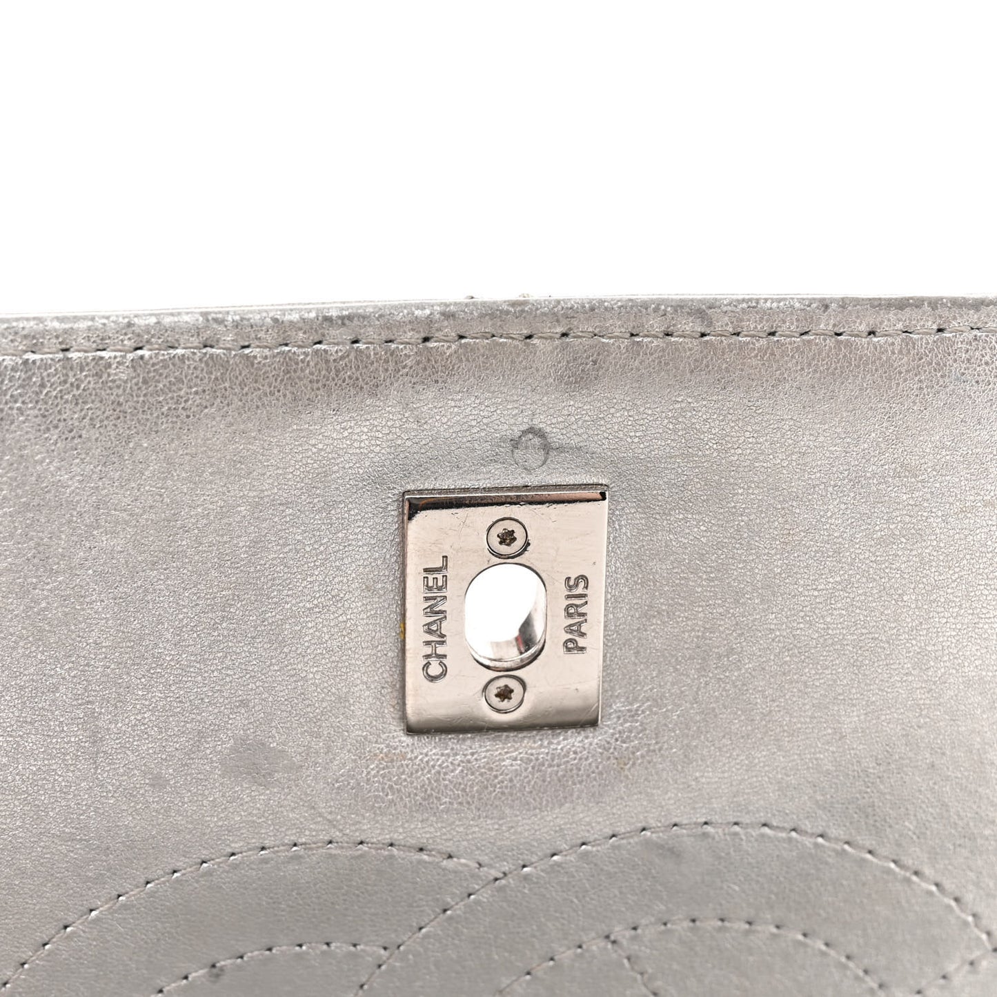 Metallic Lambskin Quilted Small Trendy CC Flap Dual Handle Bag Silver