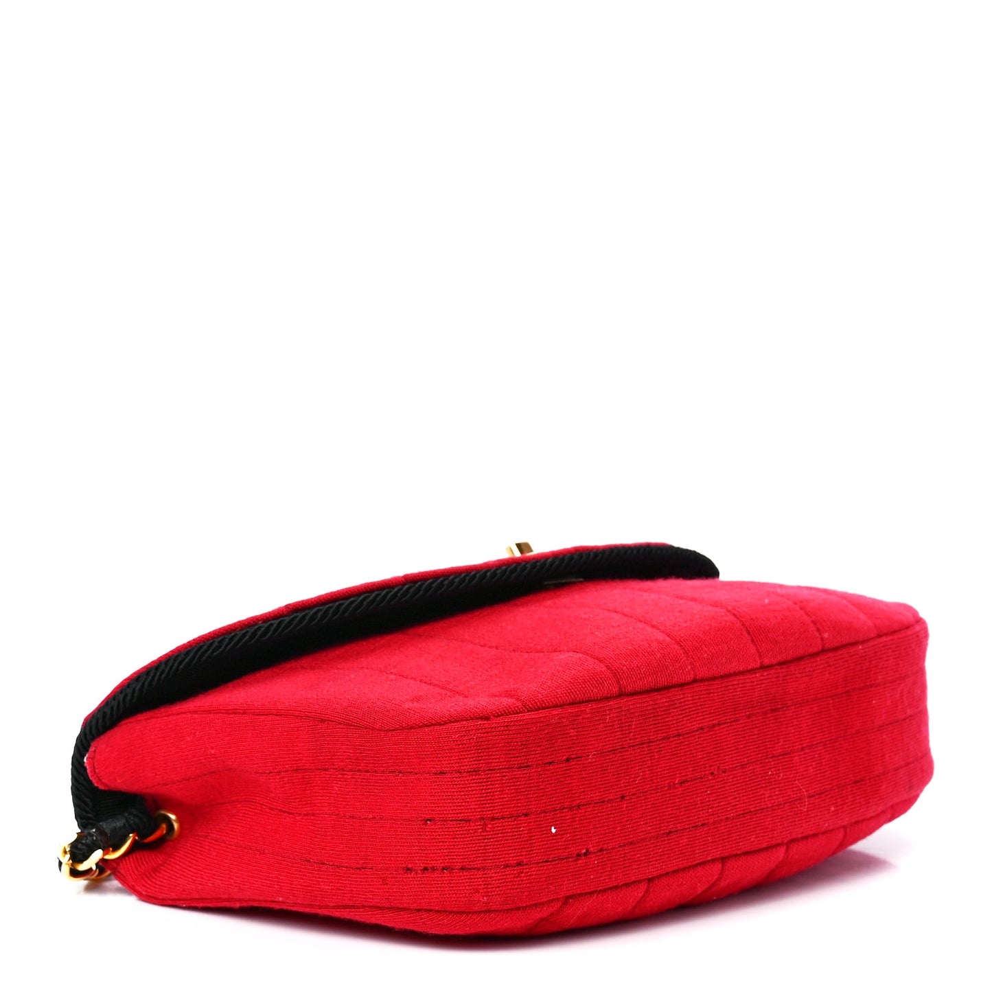 Jersey Vertical Quilted Half Moon Chain Flap Red