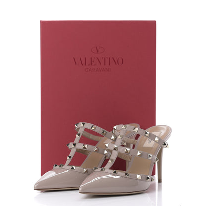 Valentino Garavani Patent Rockstud 90mm Cage Mules 41 Poudre 9 of 9