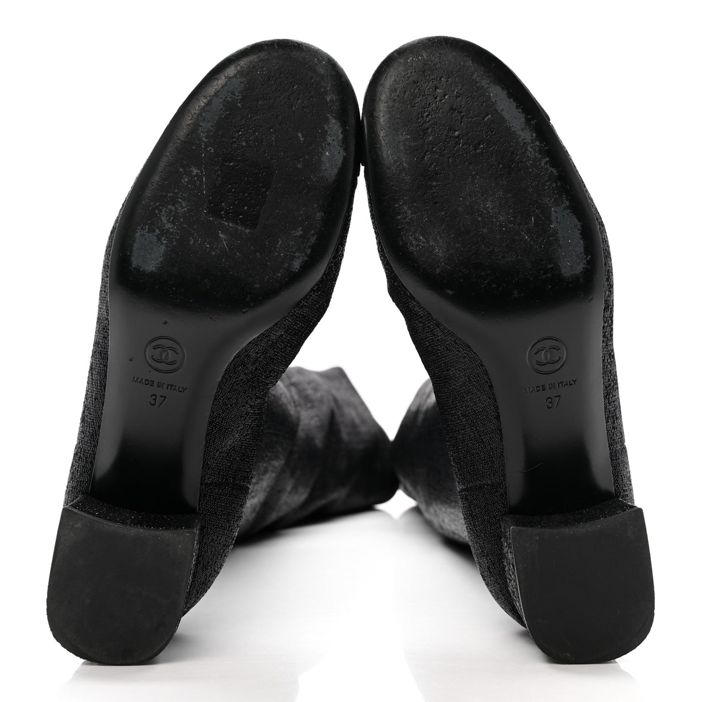Glitter High Boots 37 Black