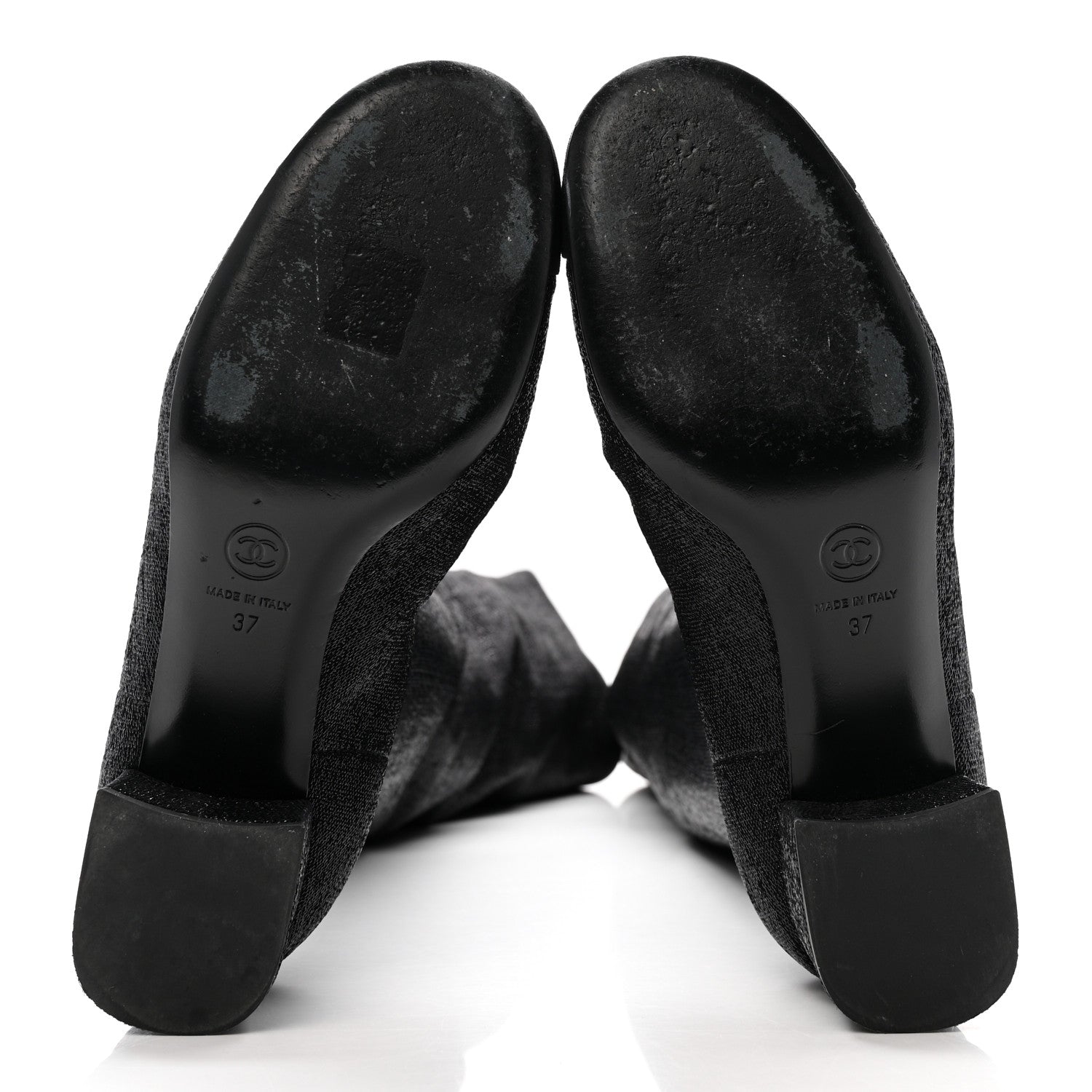 Chanel Glitter High Boots 37 Black 5 of 7