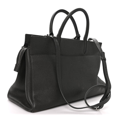 Saint Laurent Grained Calfskin Medium Cabas Rive Gauche Coal 2 of 11