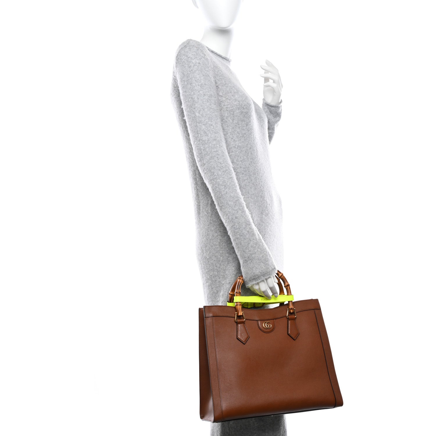 Gucci Wonka Grain Calfskin Medium Diana Tote Bag Cuir Yellow Fluo 2 of 10