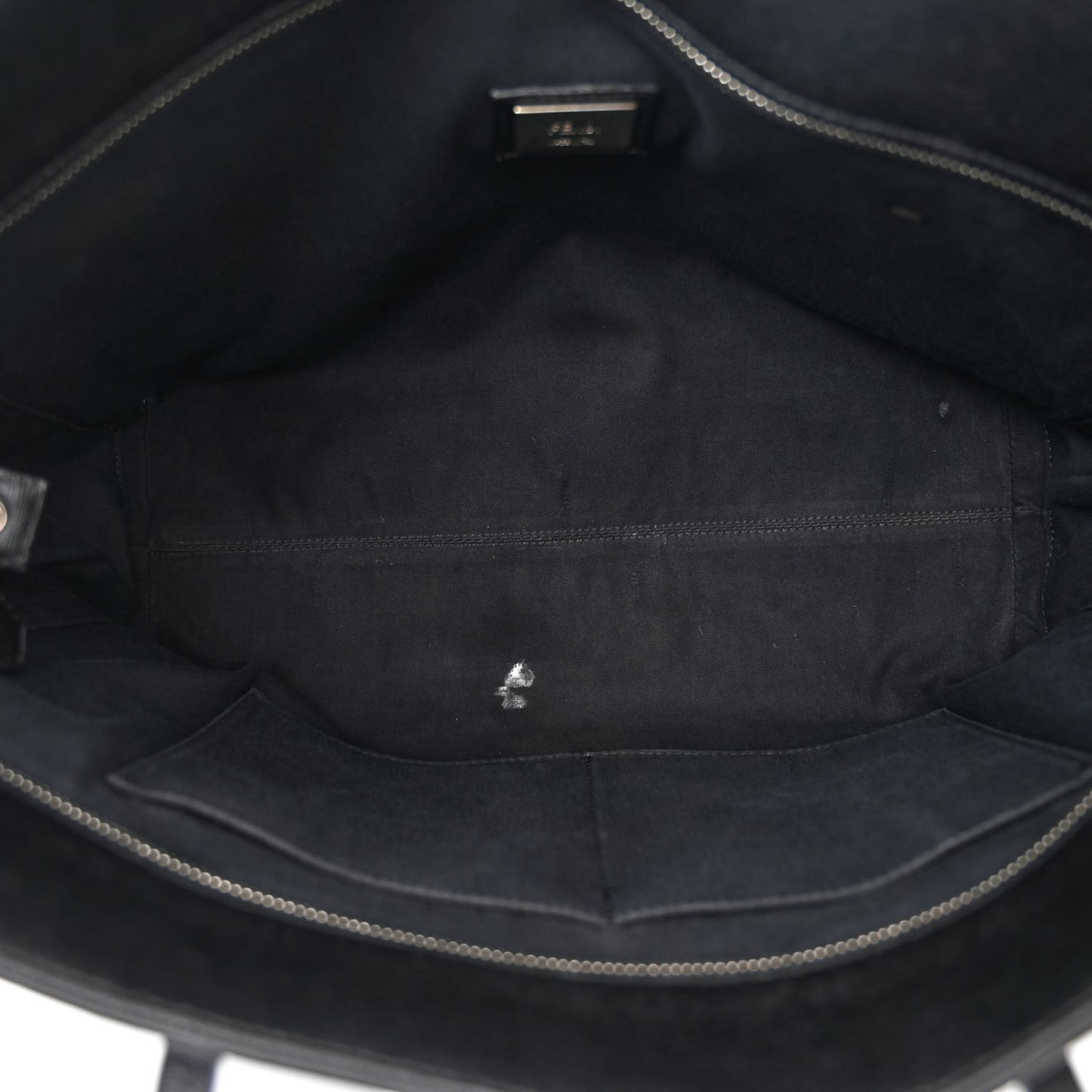 Vitello Elite Shearling Block Letter Small Roll Tote Black
