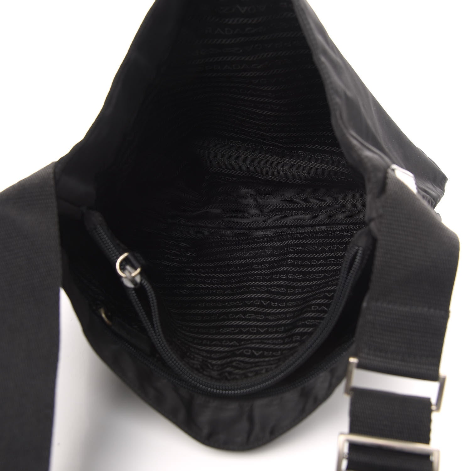 Prada Nylon Flat Messenger Bag Black 5 of 9