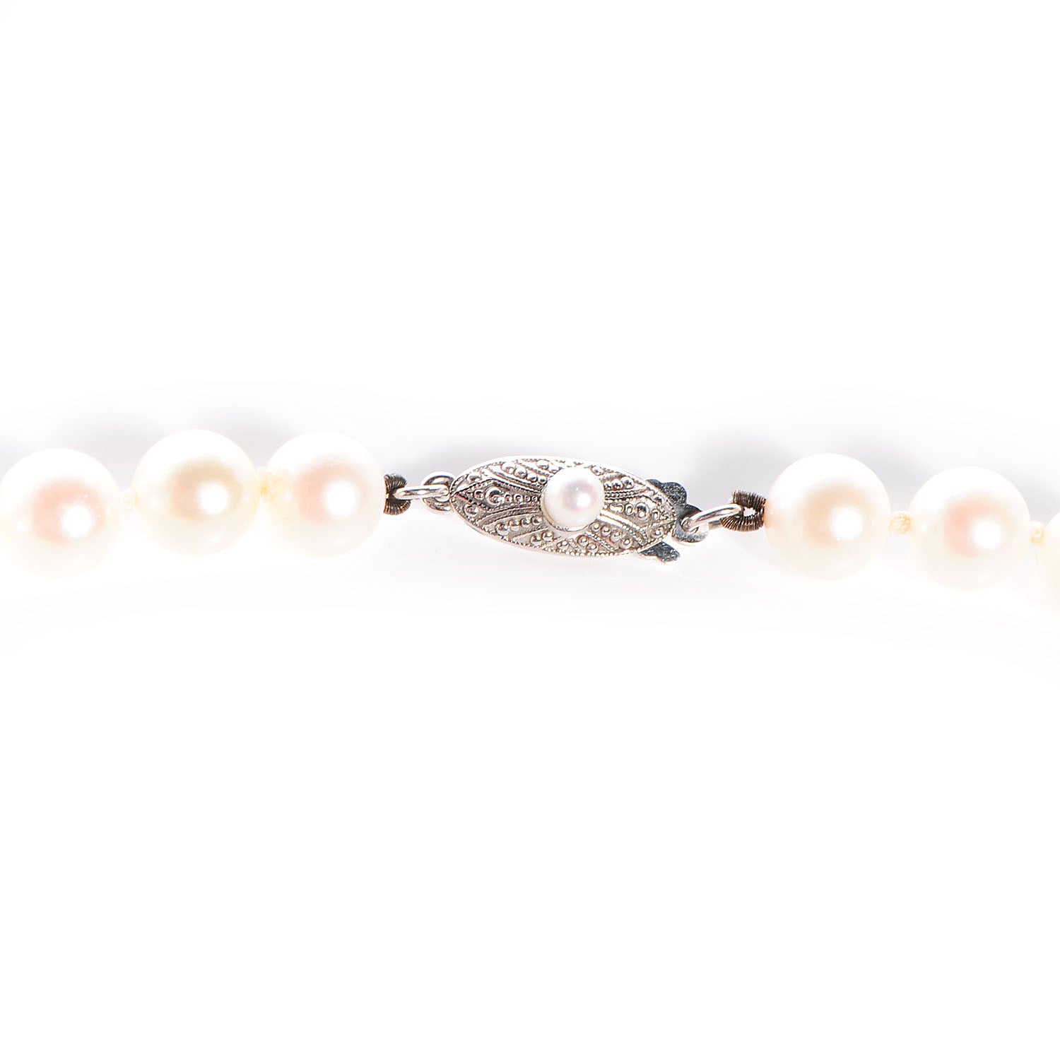 Mikimoto 18k White Gold Cultured Akoya 6.5mm Pearl Strand Necklace 16 4 of 7