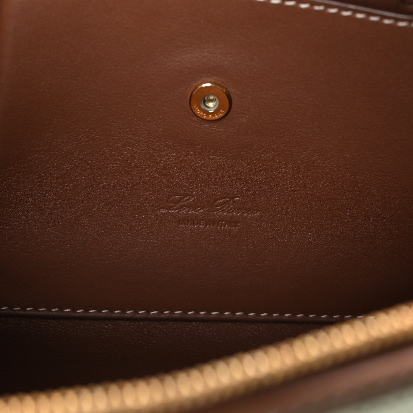 Calfskin Cotton Canvas L27 Extra Pocket Bag Natural Caramel Sugar