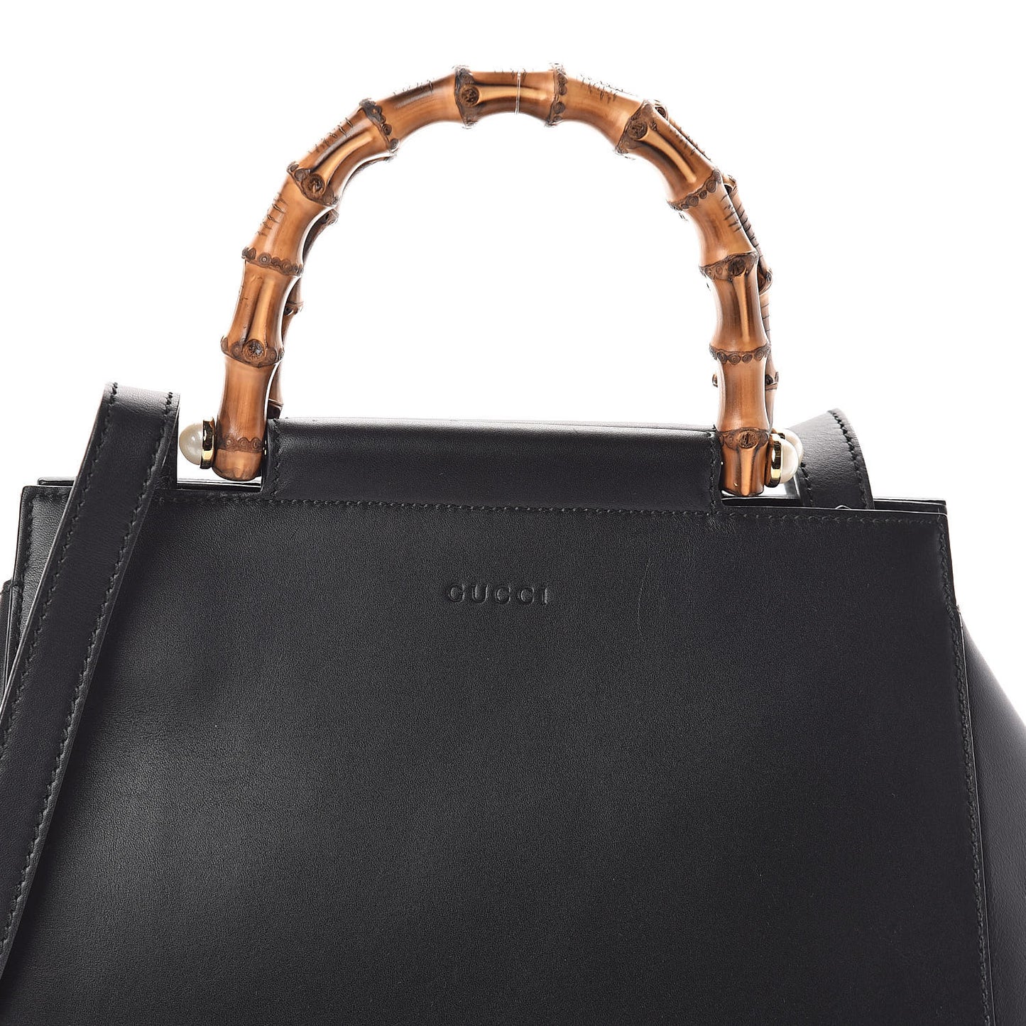 Nappa Bamboo Small Nymphaea Top Handle Bag Black