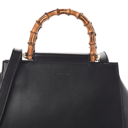 Gucci Nappa Bamboo Small Nymphaea Top Handle Bag Black 7 of 10