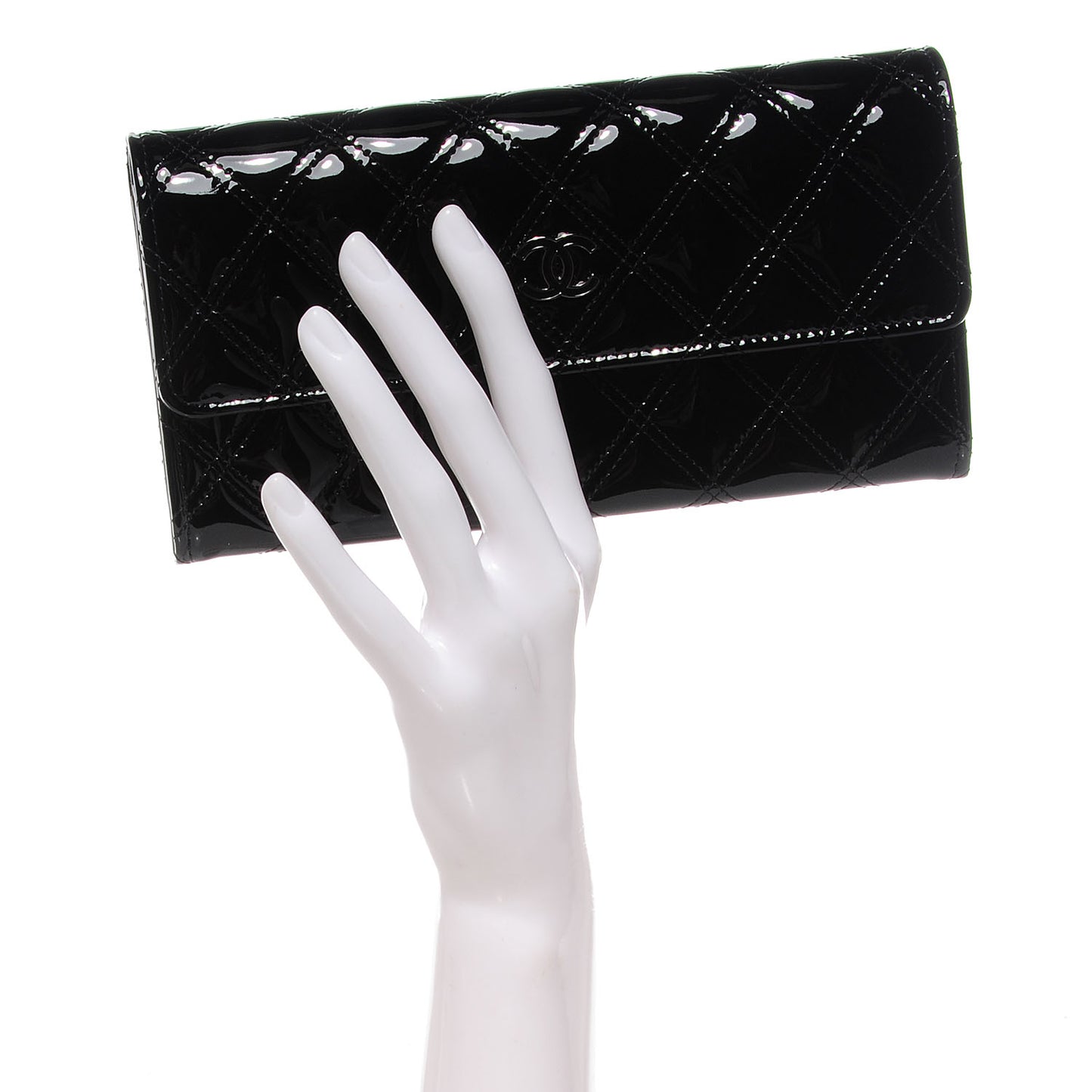 Patent CC Large Gusset Flap Wallet Black