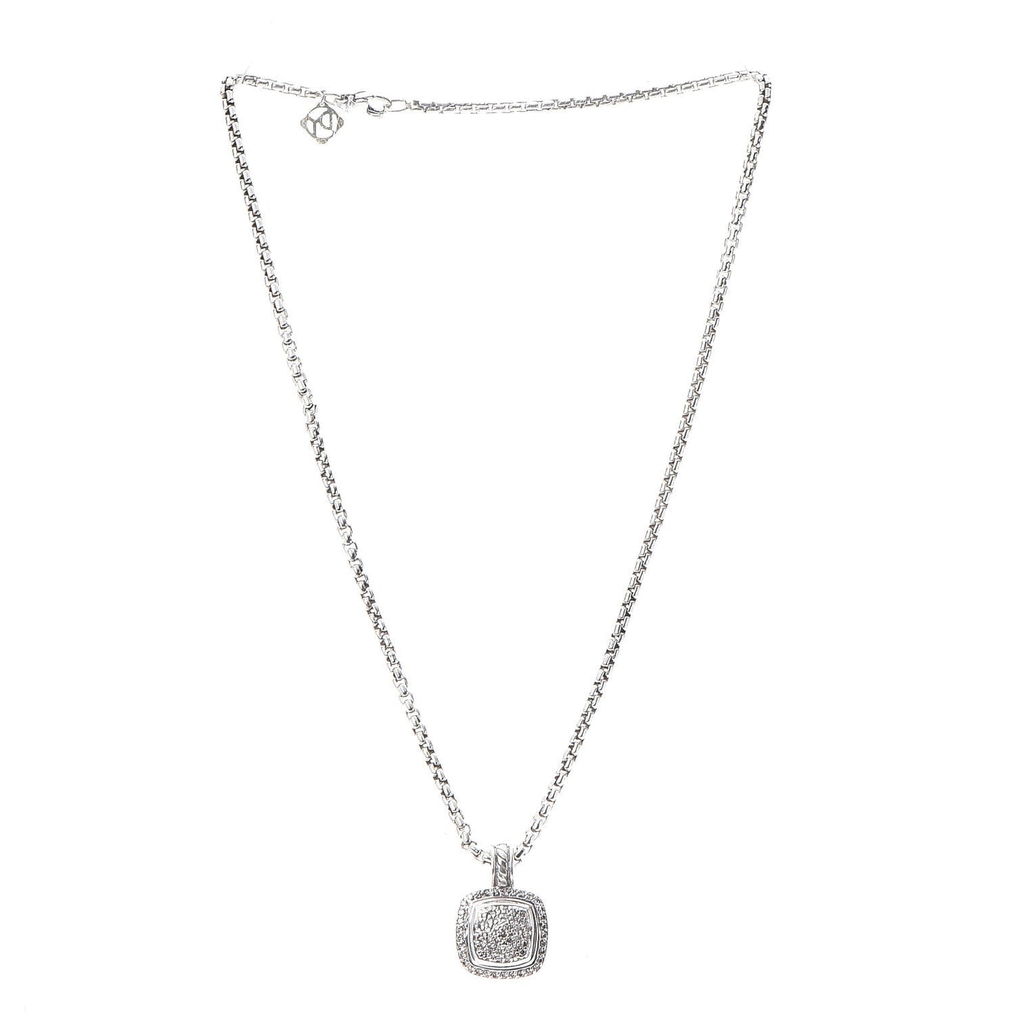 Sterling Silver 14K Yellow Gold Pave Diamond 11mm Petite Albion Necklace