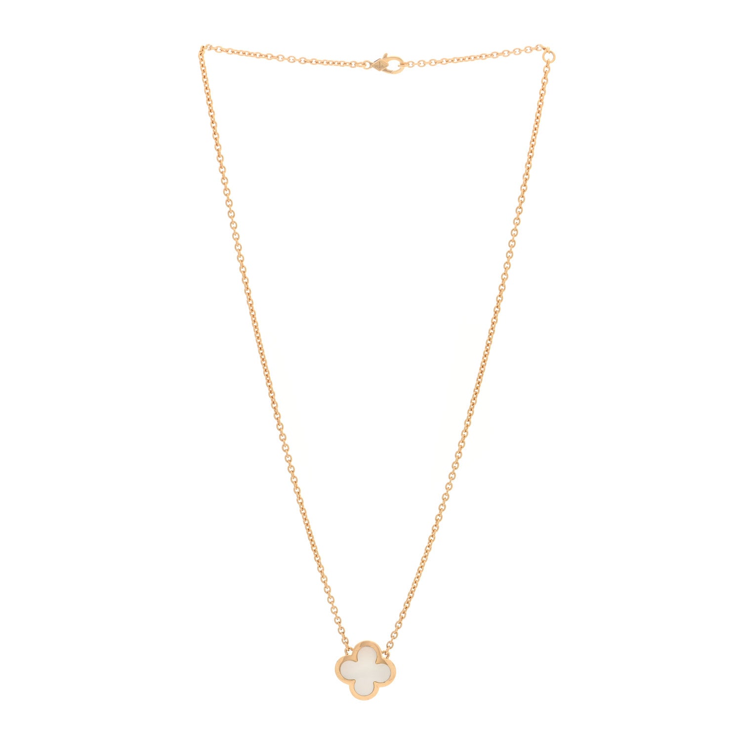 Van Cleef & Arpels 18K Yellow Gold Mother of Pearl Pure Alhambra Pendant Necklace 3 of 4