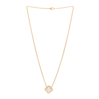 Van Cleef & Arpels 18K Yellow Gold Mother of Pearl Pure Alhambra Pendant Necklace 3 of 4