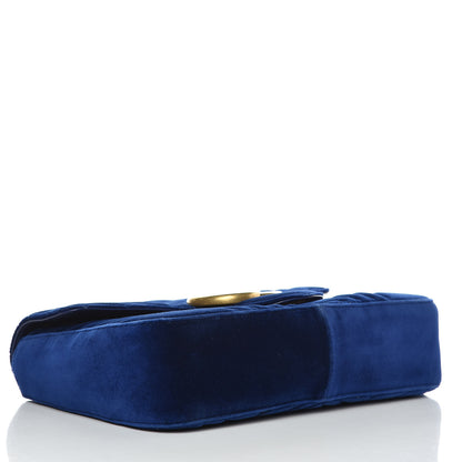 Gucci Velvet Matelasse Medium GG Marmont Shoulder Bag Cobalt Blue 4 of 10