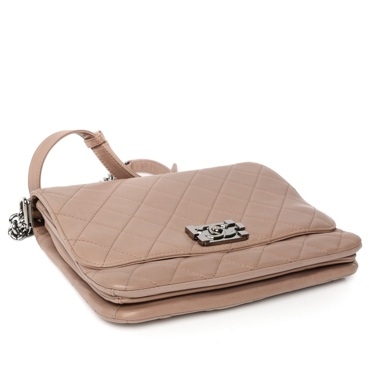 Lambskin Quilted Boy Messenger Beige